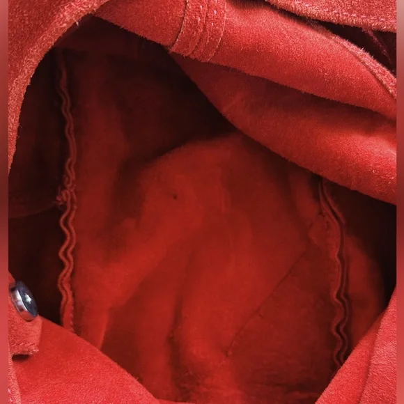 Classic Red Suede Shoulder Tote - Picture 3 of 4